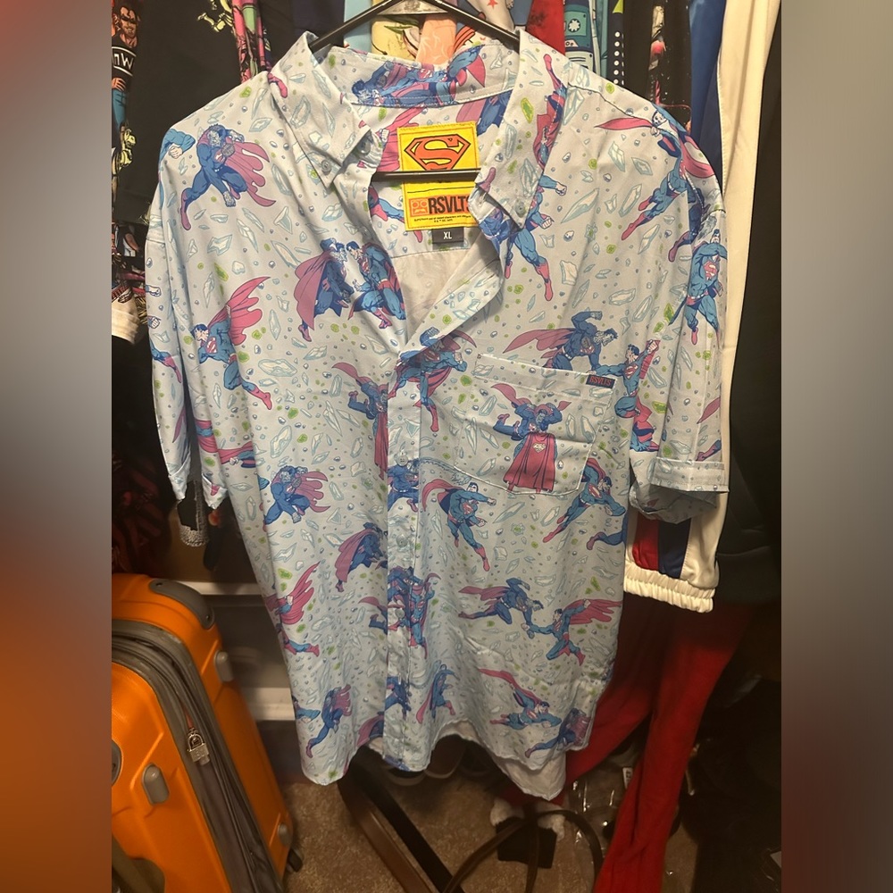 DC Comics Superman Short-Sleeve Button-Up Shirt - Light Blue